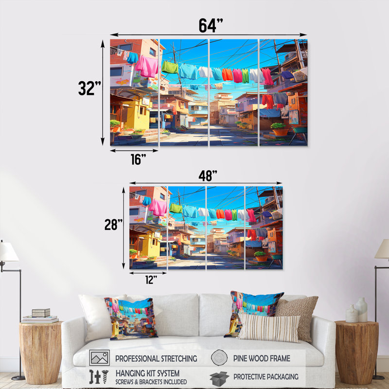 «Verdell - City Buildings», art mural 4 pièces, H 28 po x l 48 po