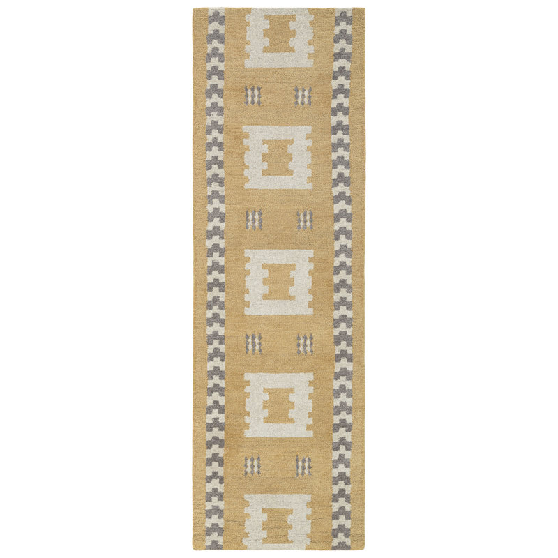 Tapis rectangulaire en laine Elsey, Tapis de couloir 2 pi 6 po x 8 pi