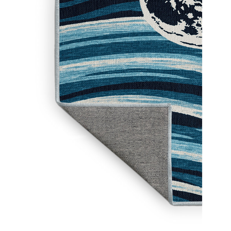  Washable Moon Over Water Hawaiian Area Rug, Rectangulaire 8 pi x 12 pi