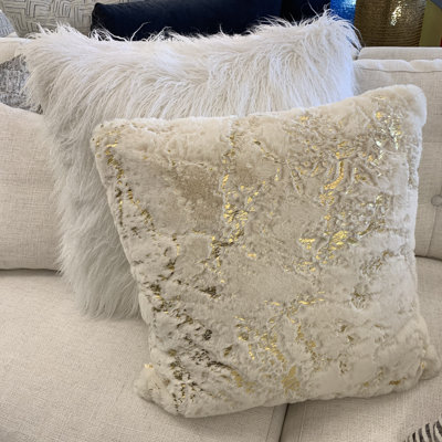 Metallic Faux Fur Throw Pillow