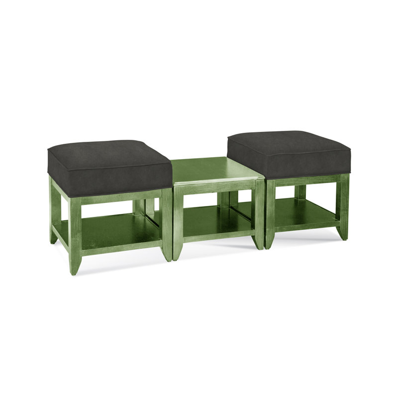 Elements Upholstered Cube Ottoman, White Sugar Performance; 0863-91, Celery