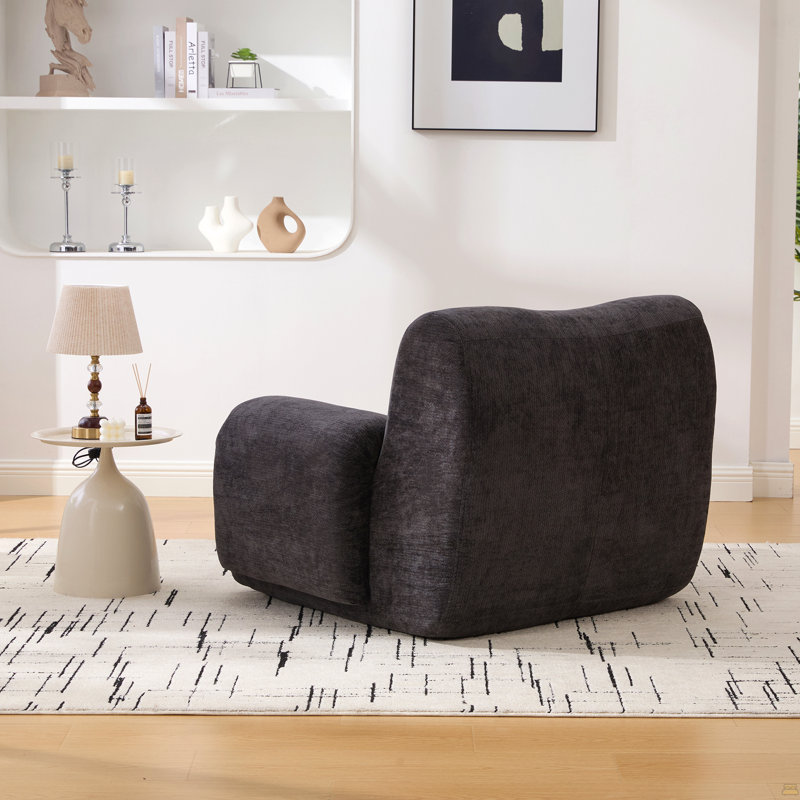 Fauteuil d'appoint large et surdimensionné rembourré, Noir