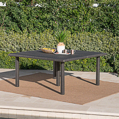 Voline 64" Square Wicker/Rattan Dining Table - Perfect For Outdoor Hosting And Entertaining