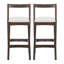 Tabouret de bar d'intérieur en bois d'hévéa, finition brun foncé et revêtement beige, ensemble de 2