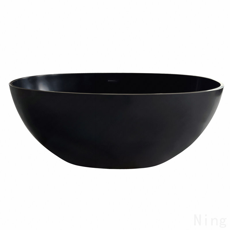 55" Premium Solid Surface Deep Soaking Bathtub, Matte Black