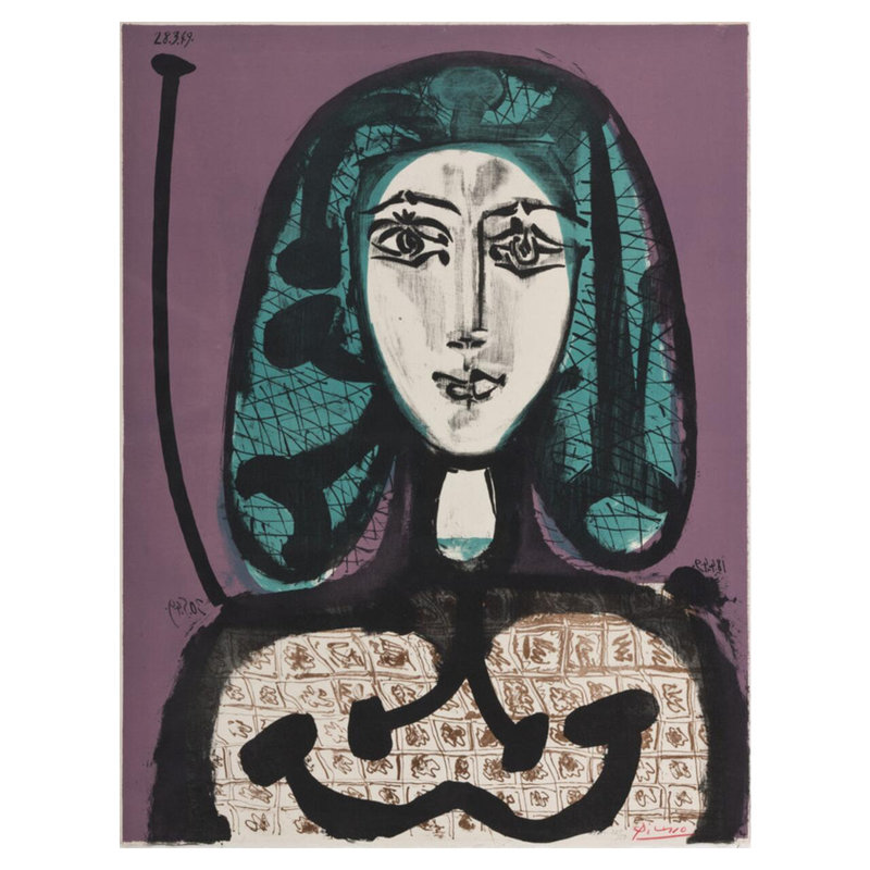«Woman with Hairnet» par Pablo Picasso - Estampe numérique, H 40 po x l 32 po