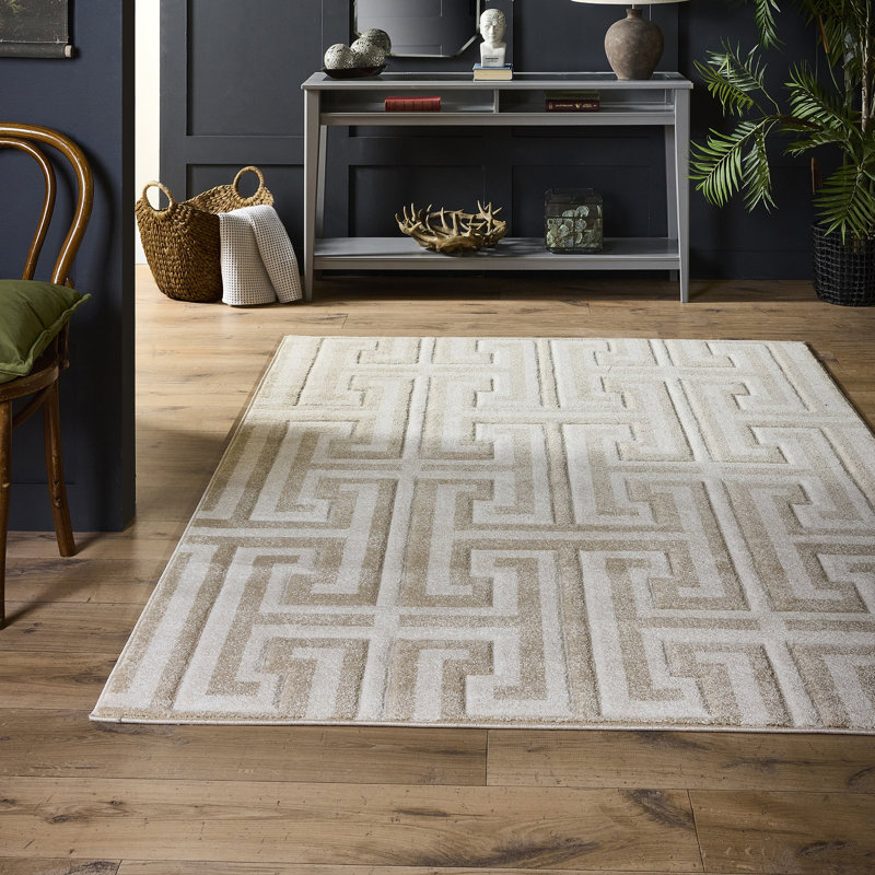 Greek Key Cream Light Beige Rug, Rectangle 80 x 150 cm