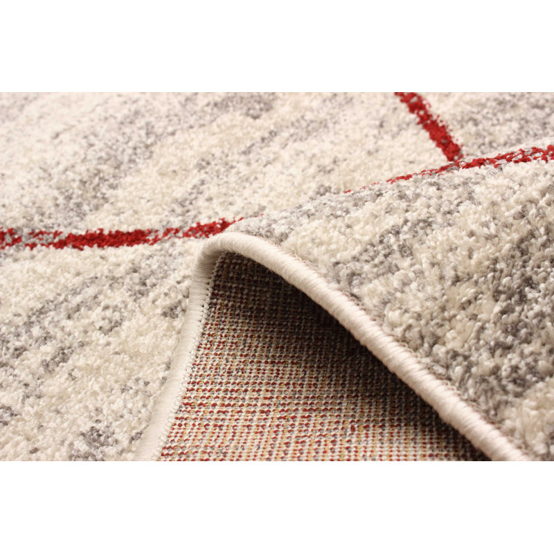 Tapis brun / rouge à motif géométrique Winslow, Rectangle 6 pi 7 po x 9 pi 6 po