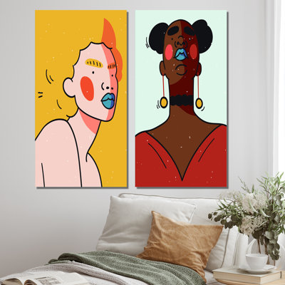 «Retro Woman Portrait Minimalistic Pop X», ensemble de 2 impressions