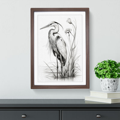 Heron Line - Single Picture Frame Print on Wood