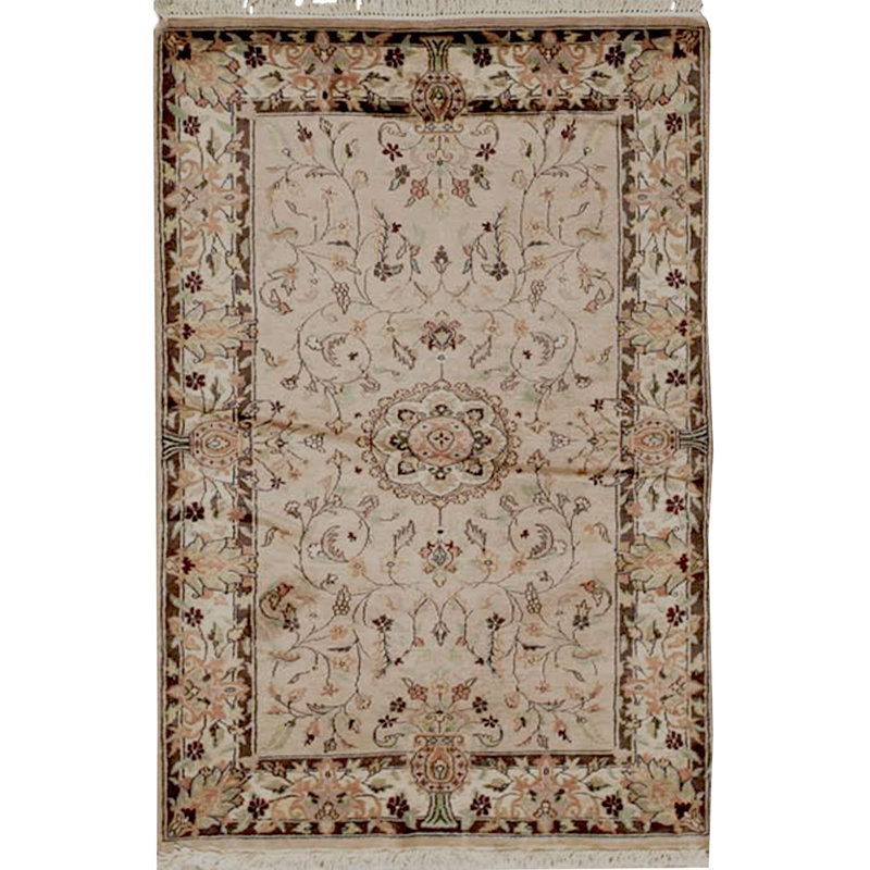 Hand-Knotted High-Quality Beige and Ivory Area Rug