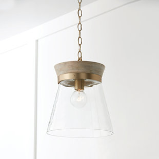Luminaire suspendu 1 lumière blanc délavé et laiton mat