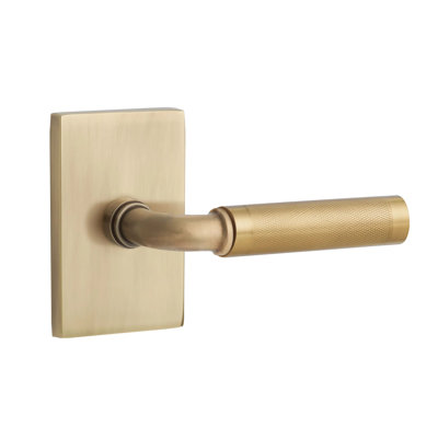 Mortaise intérieure Emtek Select avec rosette rectangulaire moderne et tige R-Bar, levier moleté