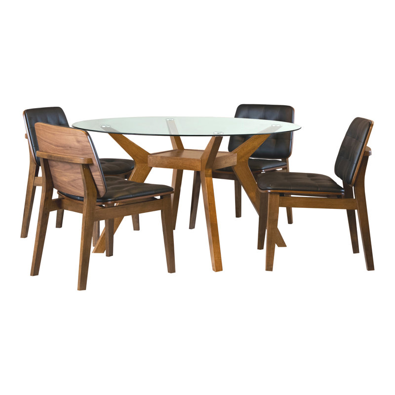 Hisanobu 5 - Piece Dining Set in Brown and Black
