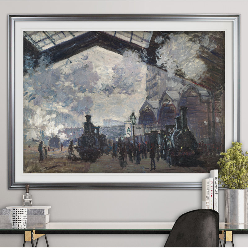 « the gare st lazare » par claude monet, impression, Argent, H 31 po x l 43 po x P 1,5 po