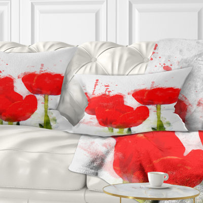 Coussin lombaire floral avec éclaboussures de tulipes brillantes