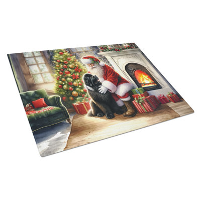Planche à découper en verre Terre-Neuve et le Père Noël
