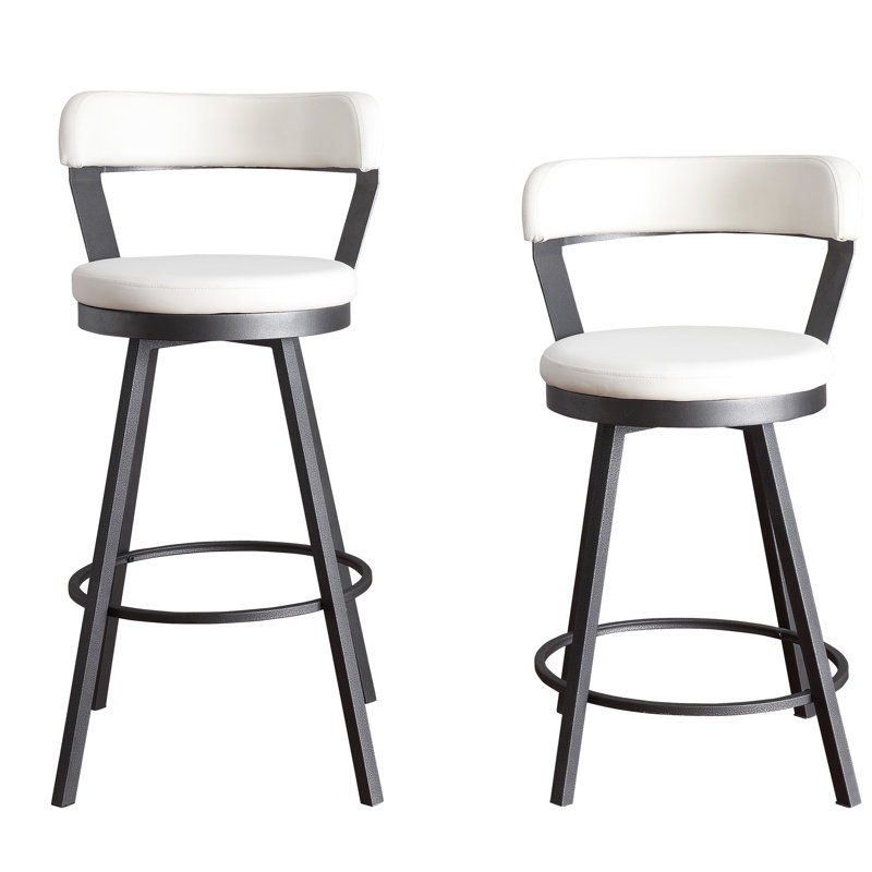 Laub Swivel Upholstered Faux Leather Counter Stool, White, Counter Stool (25.5" Seat Height)