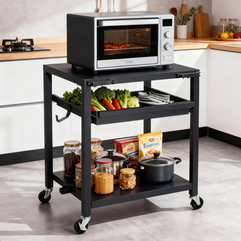 Table de four à pizza extérieure de 30 po, chariot de barbecue en acier inoxydable avec roues, table de préparation extérieure pour la cuisson de barbecue et de patio
