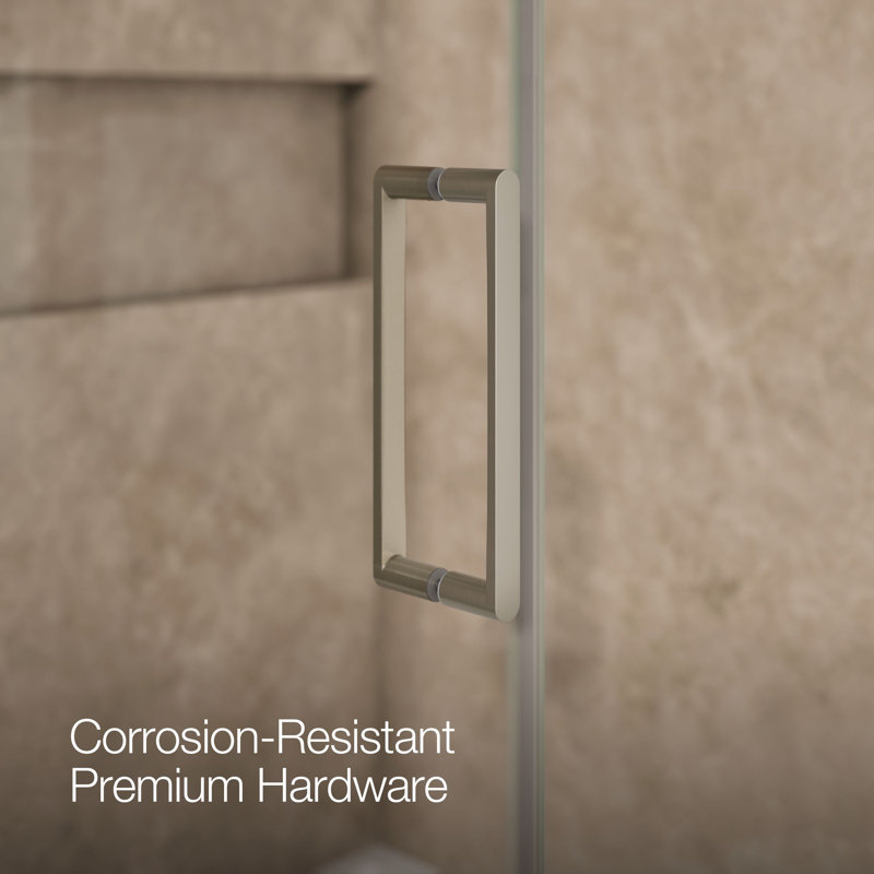 Composed 57-1/4-In58-In W X 71-1/2-In H Frameless Pivot Shower Door With 3/8-In Crystal Clear Glass And Back-To-Back Vertical Door Pulls