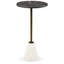 Table d'appoint Cira, plateau rond en marbre noir et blanc de 12 pouces, métal doré
