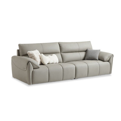 Gray Genuine Leather Modular Sofa cushion Threeseat