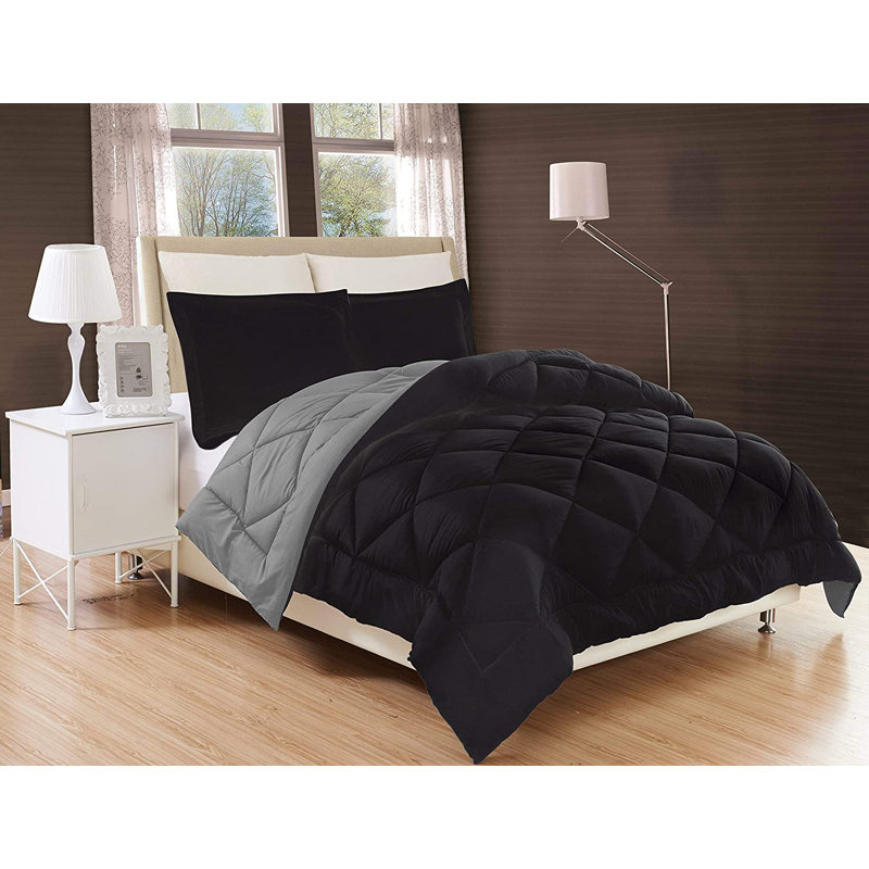 Ensemble d'édredon en duvet synthétique gris, Grand