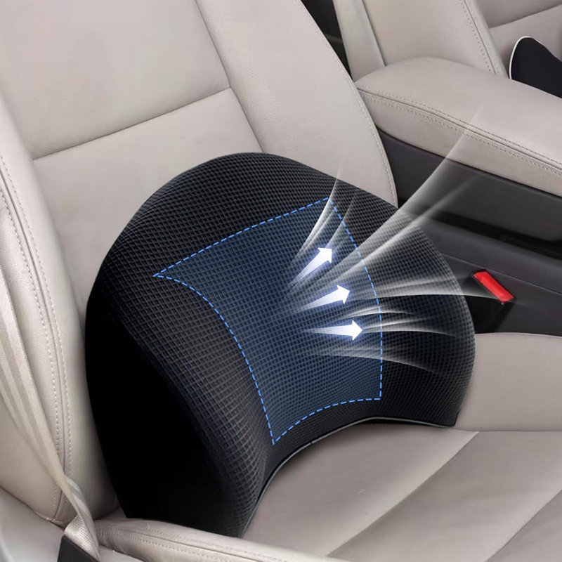 Ergonomic Memory Foam Lumbar Support Pillow Breathable Washable Cover for Car Office Chair