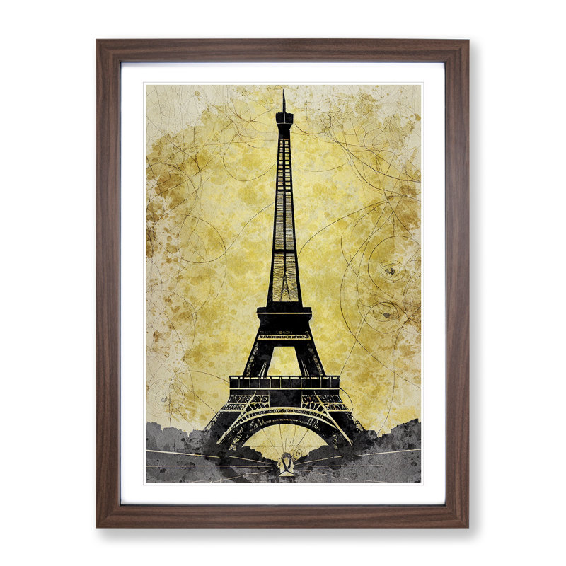 Splendid Eiffel Tower - Framed Print, 34cm H x 25cm W x 2cm D, Walnut
