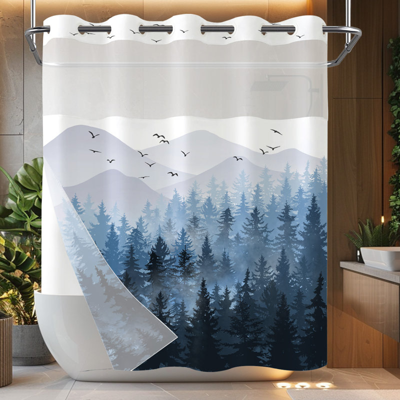 Rideau de douche avec doublure Jadaisha, Bleu