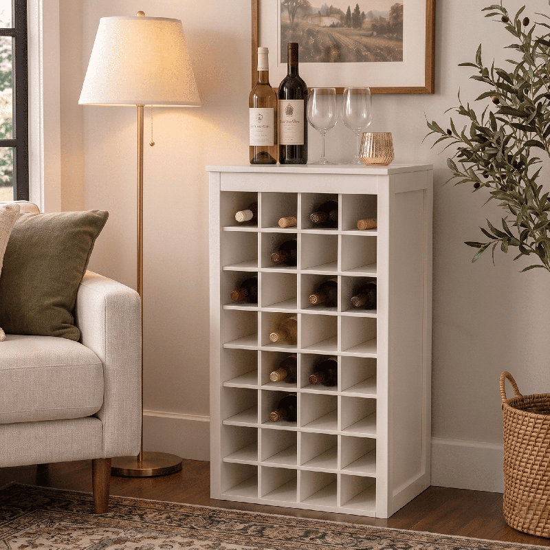 Armoire à vin sur pieds 32 bouteilles, White