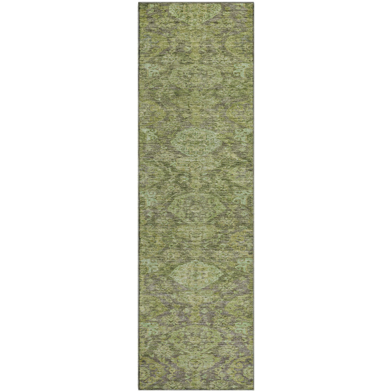 Premium Machine Washable Dahl AMF1084 Damask Rug, Runner 2'3" x 7'6"