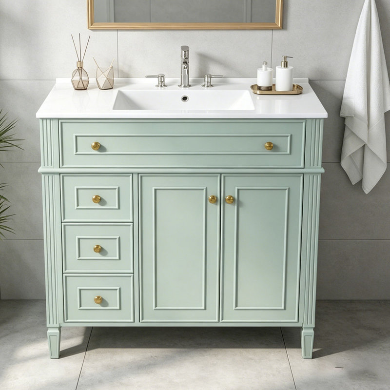Meuble-lavabo 36 po avec lavabo, Vert