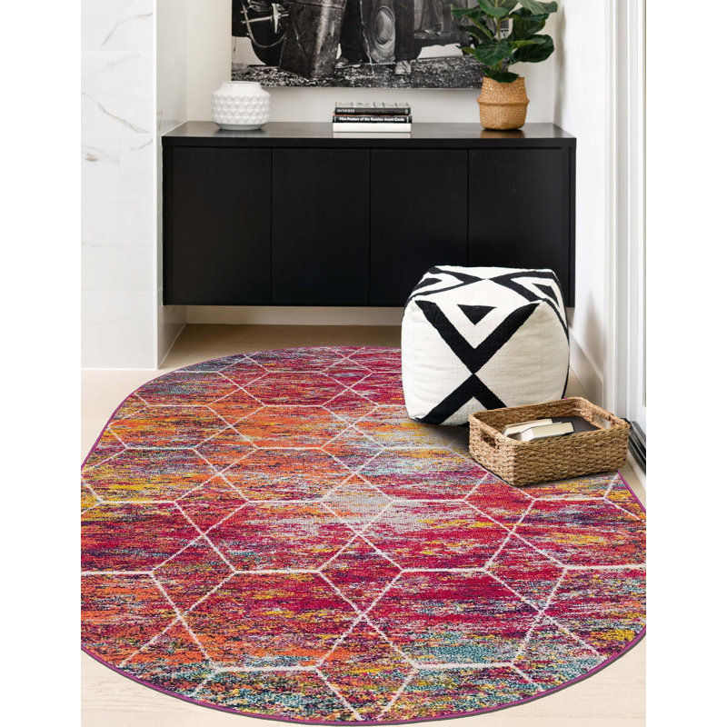Geometric Indoor Rug, Oval 4'1" x 6'1"
