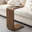 Table de bout en bois massif en forme de C, table d'appoint pour salon, chambre à coucher, petit espace, 2 pièces-131461186