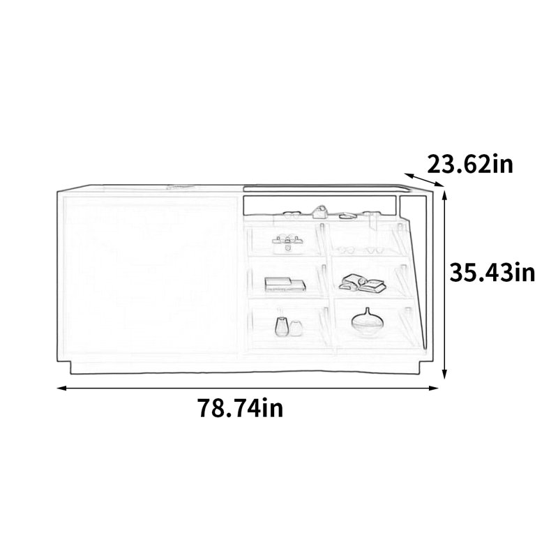 Vitrine Minimalist Atmosphere, H 35,43 po x l 78,74 po x P 23,62 po
