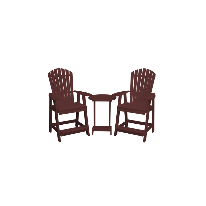 Baldomera Bar Set with Stools, Cherrywood