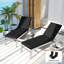 Coussins de chaise d'extérieur avec dossier, 2 attaches pour le jardin, noir-789849674
