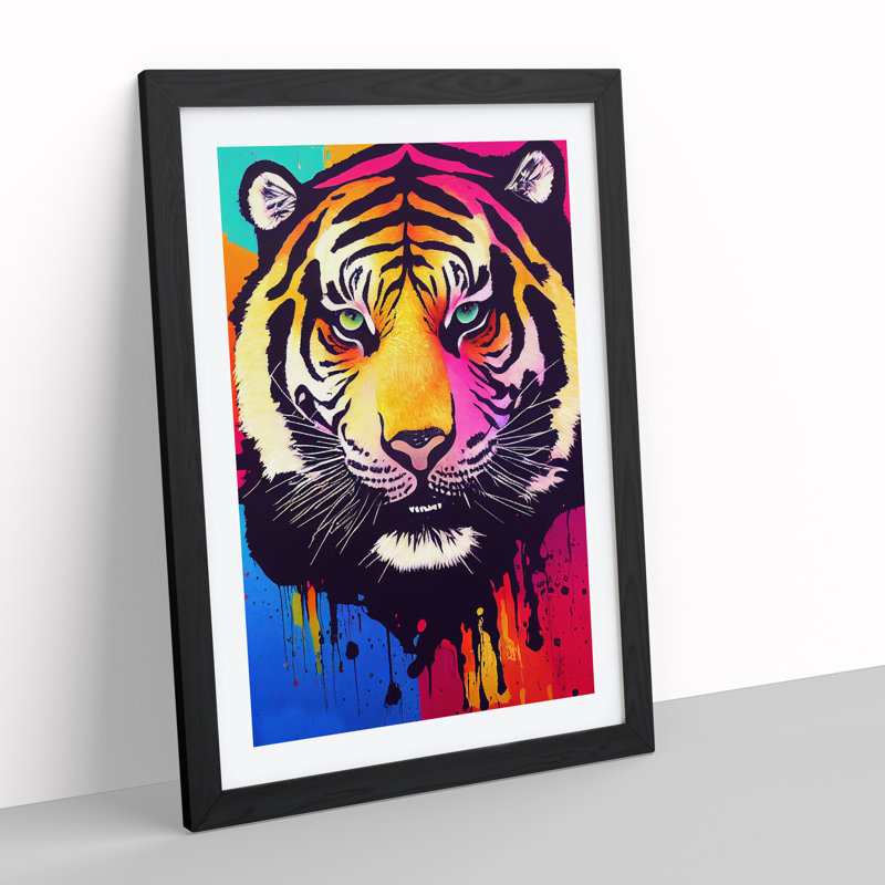 Tiger Splash No.3 Abstract - Single Picture Frame Painting, Black Framed, 64cm H x 46cm W x 2cm D