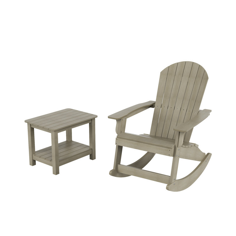 Chaise berçante d'extérieur avec table Arrir, Gris patiné