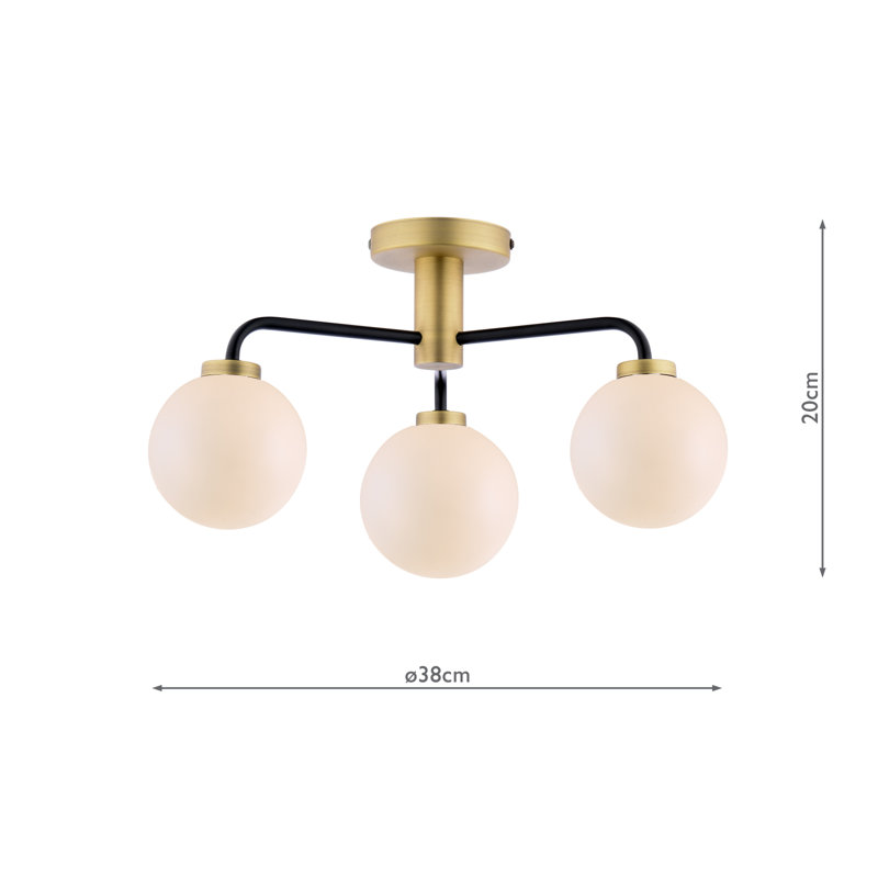 Flush Mount, 17" H x 46" W x 46" D, 3