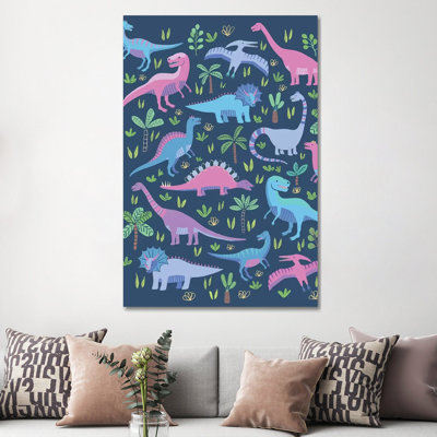 Dino Fun III by Nancy Mckenzie - Wrapped Canvas Print