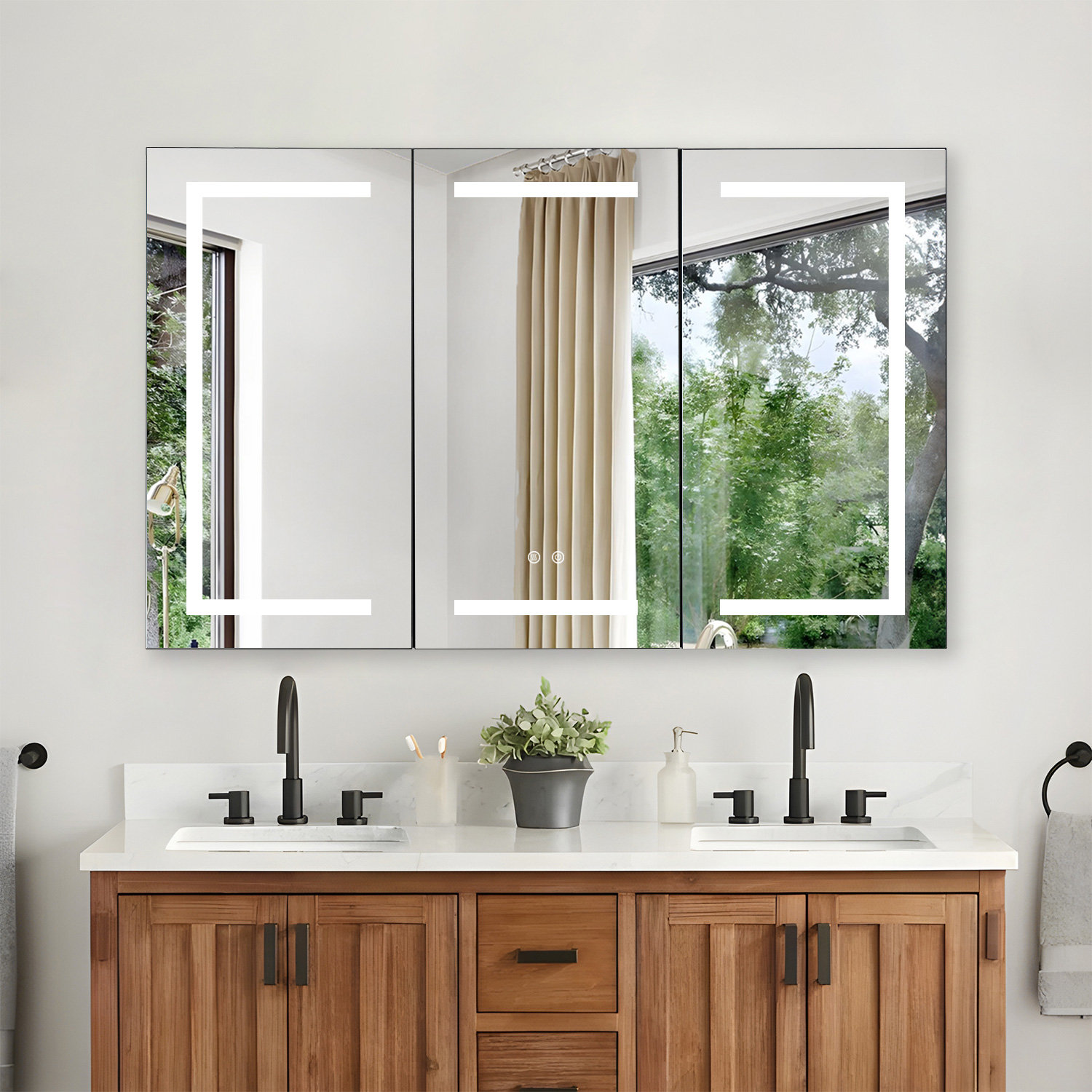 Ivy Bronx 48"X30" Led Bathroom Medicine Cabinet With Mirrors Three ...
