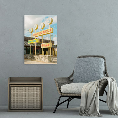 Ray'S Vintage Shop Sign Classic Retro Vintage Architecture Landscape Wall Art Print by Bethany Young - Wrapped Canvas Print