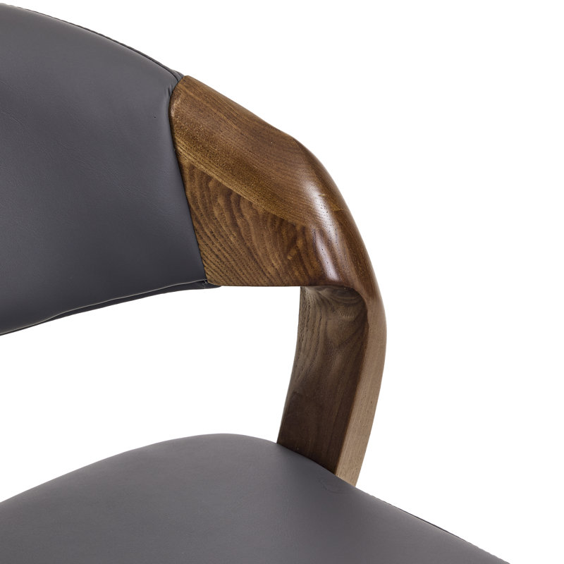 Aiko 18.1'' H Faux Leather Upholstered Ash Side Chair, Anthracite