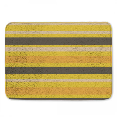 Yellow Brown Stripes Bath Mat