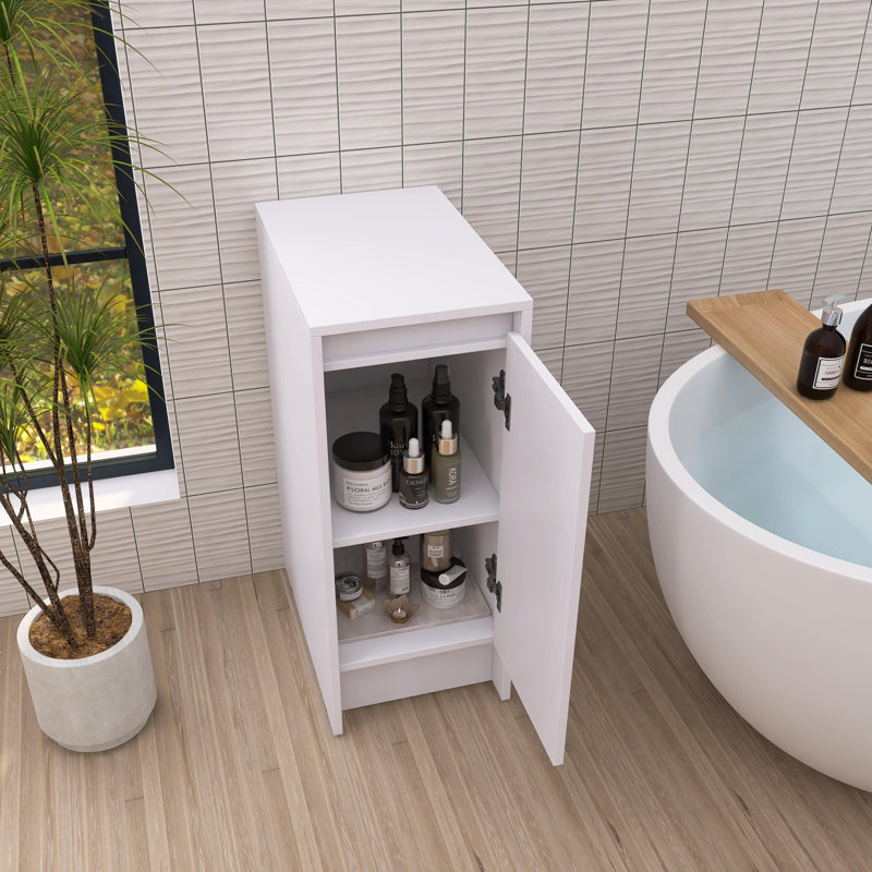 12 Inch Freestanding Side Cabinet, Bathroom Floor Storage Cabinet with Door & shelf