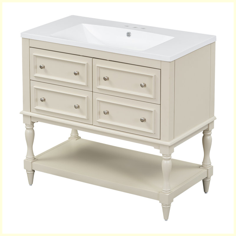 Modern Bathroom Vanity Cabinet with Sink Combo Set, Beige
