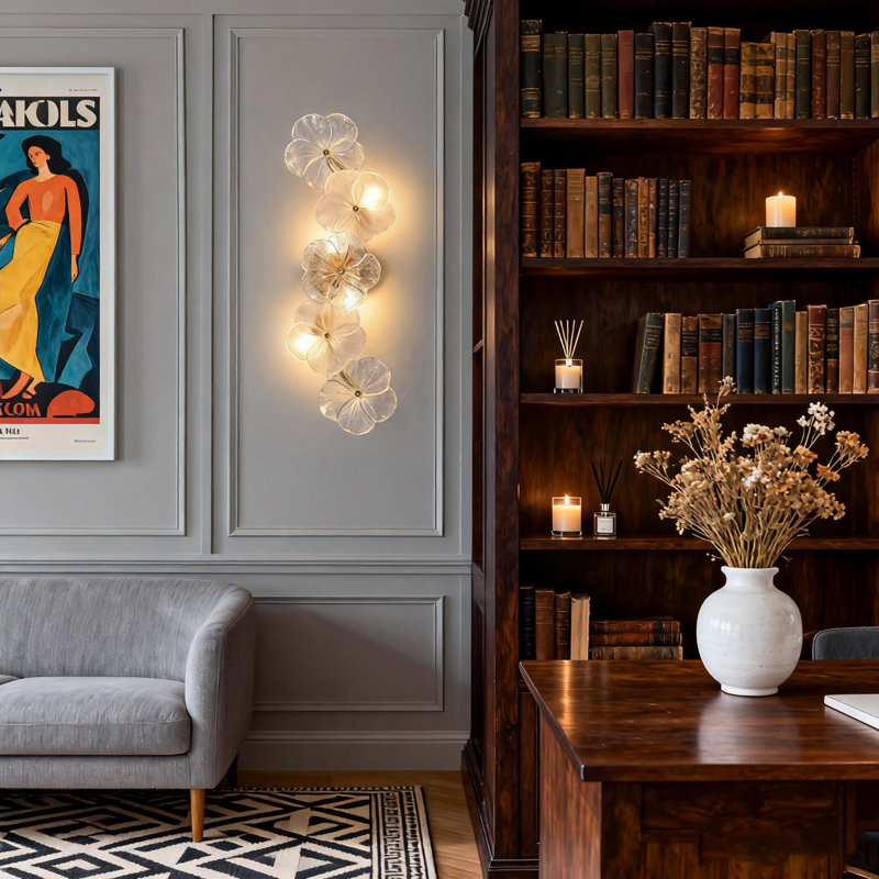 4 lampes murales luxueuses à fleurs de style français
