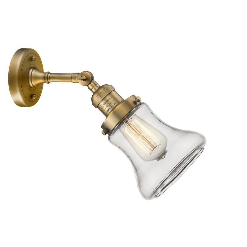 Edda Dimmable Bath Sconce, Clear, 6 Watt Vinage LED Bulb, Brushed Brass